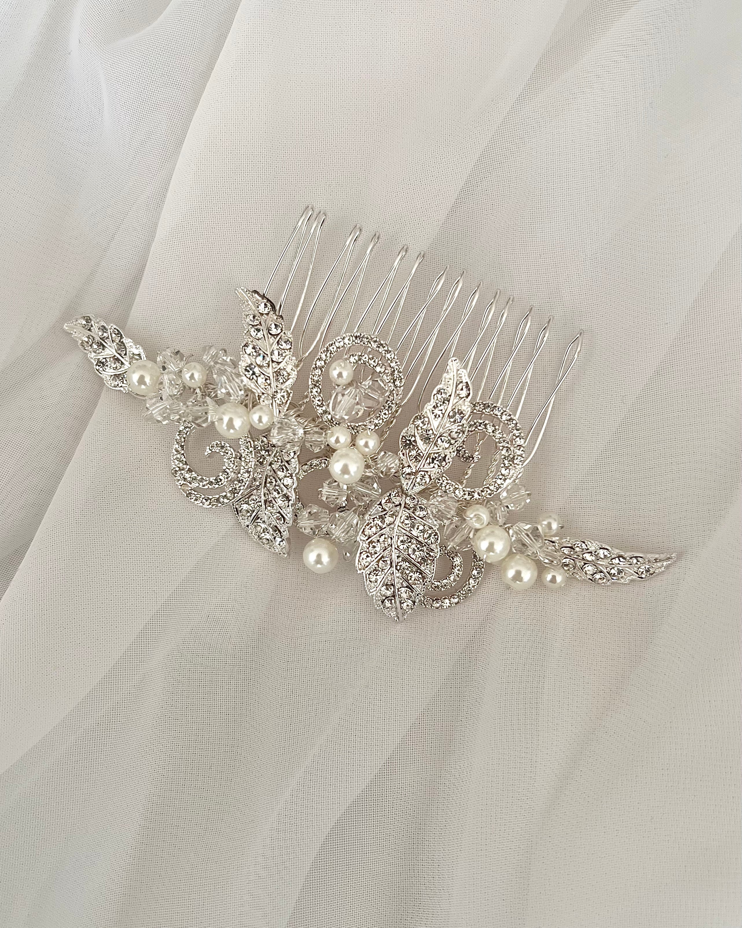 Floriane Silver bridal comb by Windsor Bridal Jewellery