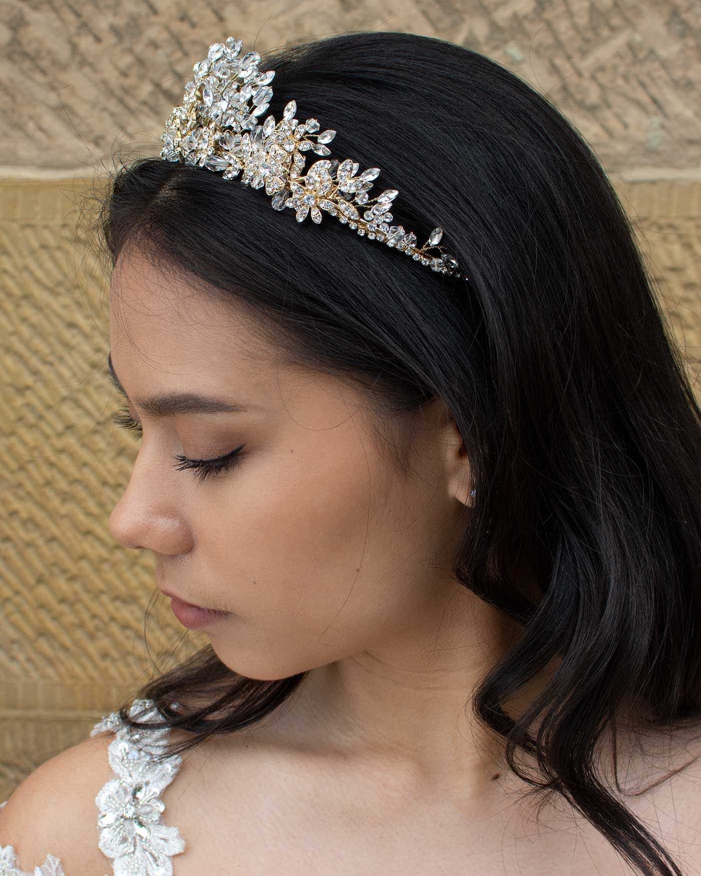 Maria gold bridal crown — alternate view 2