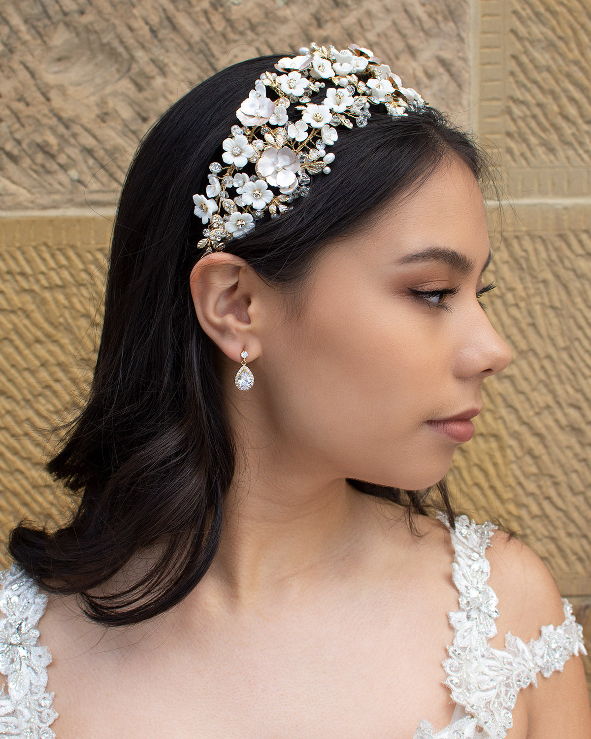 Diaz Gold bridal earrings — alternate view 2
