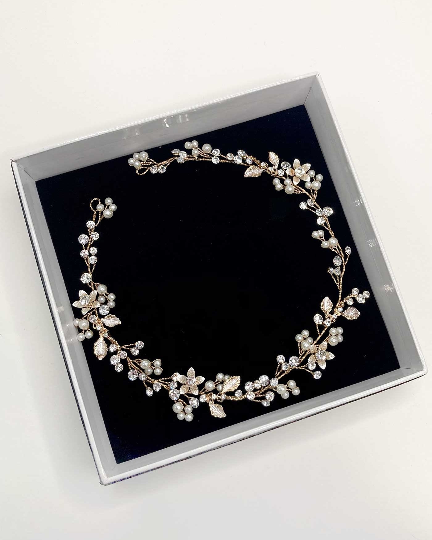 Carmella one row Gold Bridal Hair Vine by Windsor Bridal Jewellery