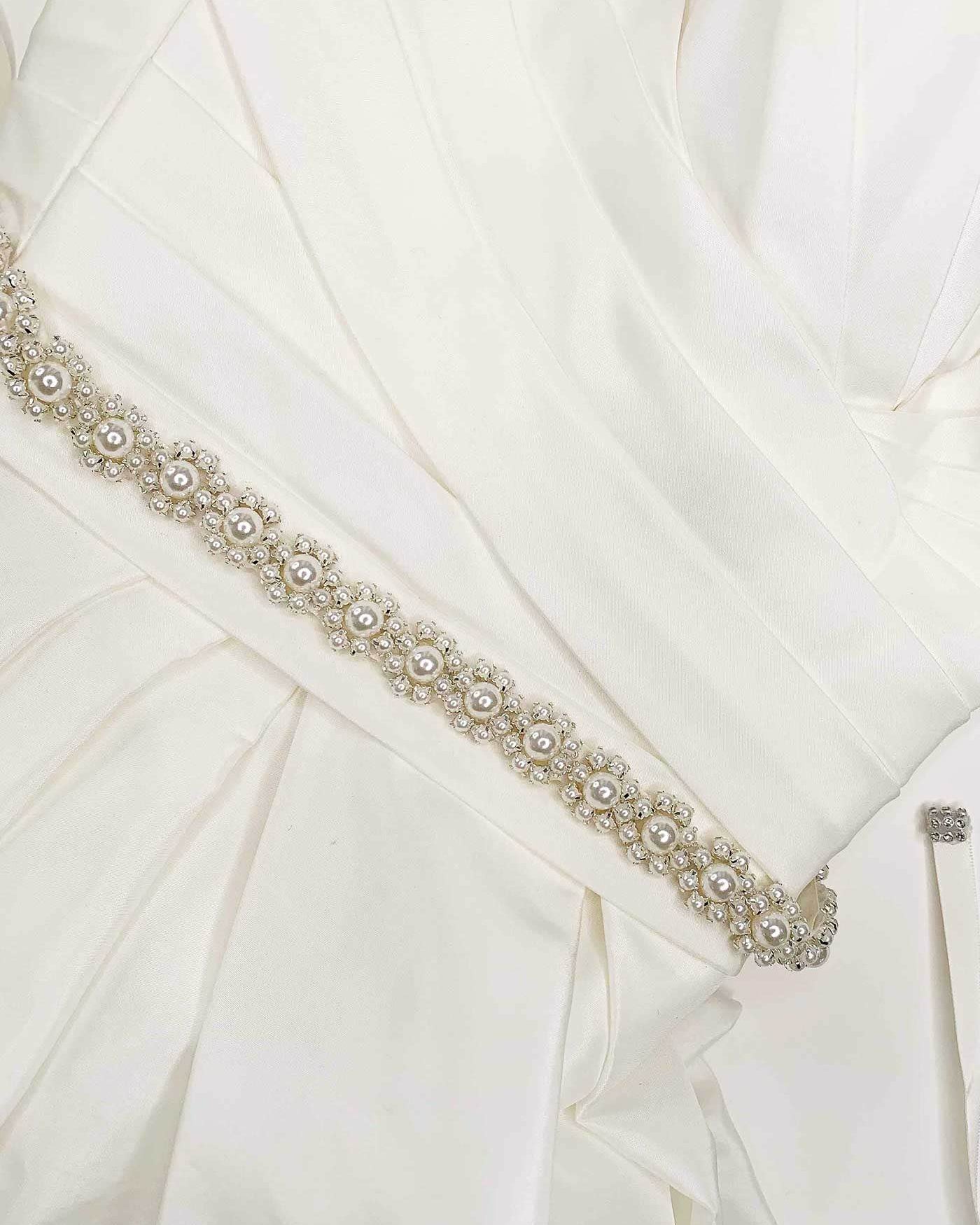 Victoria All Pearl Belt in Silver by Windsor Bridal Jewellery