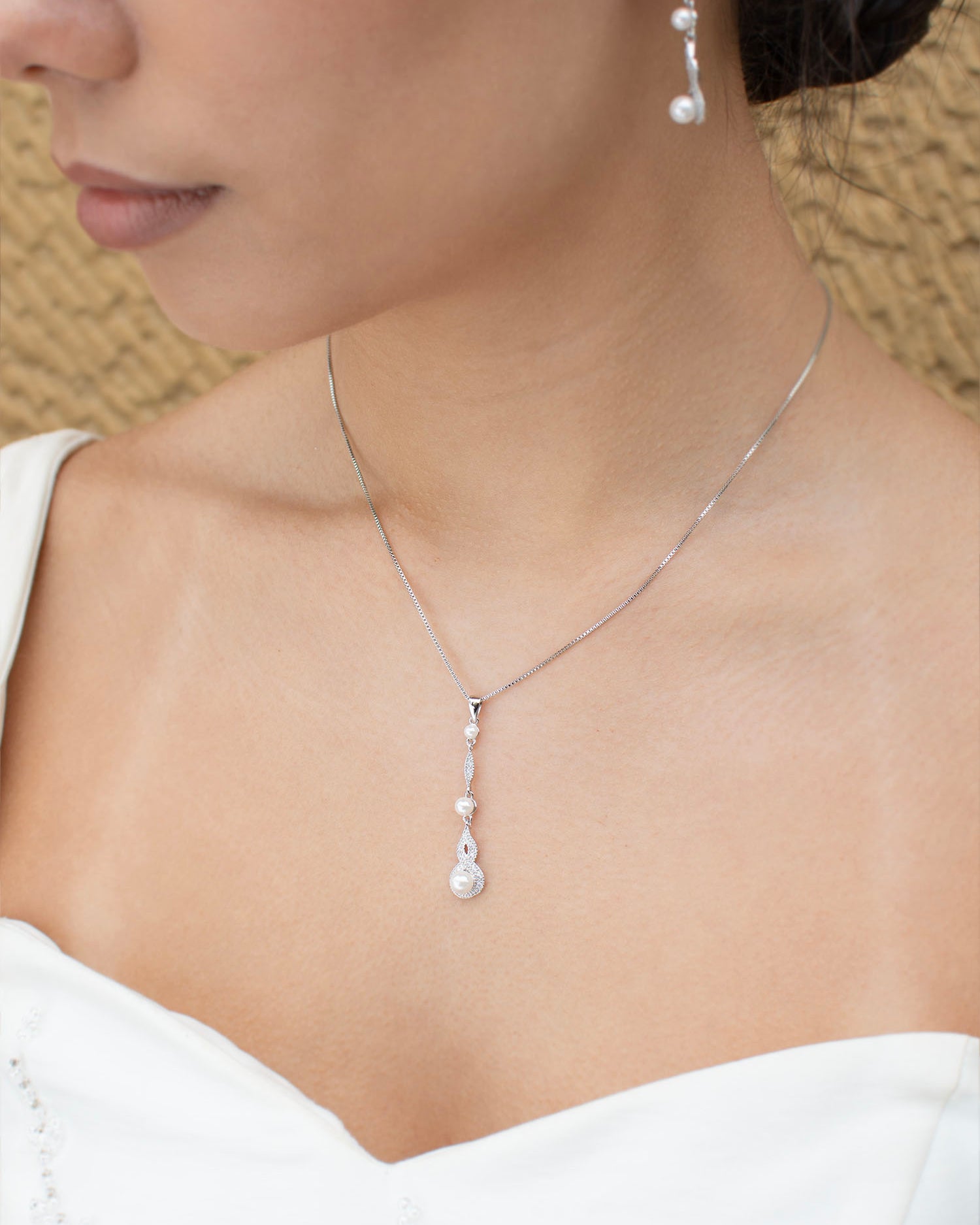 Lorelai Silver necklace and earring set — alternate view 2
