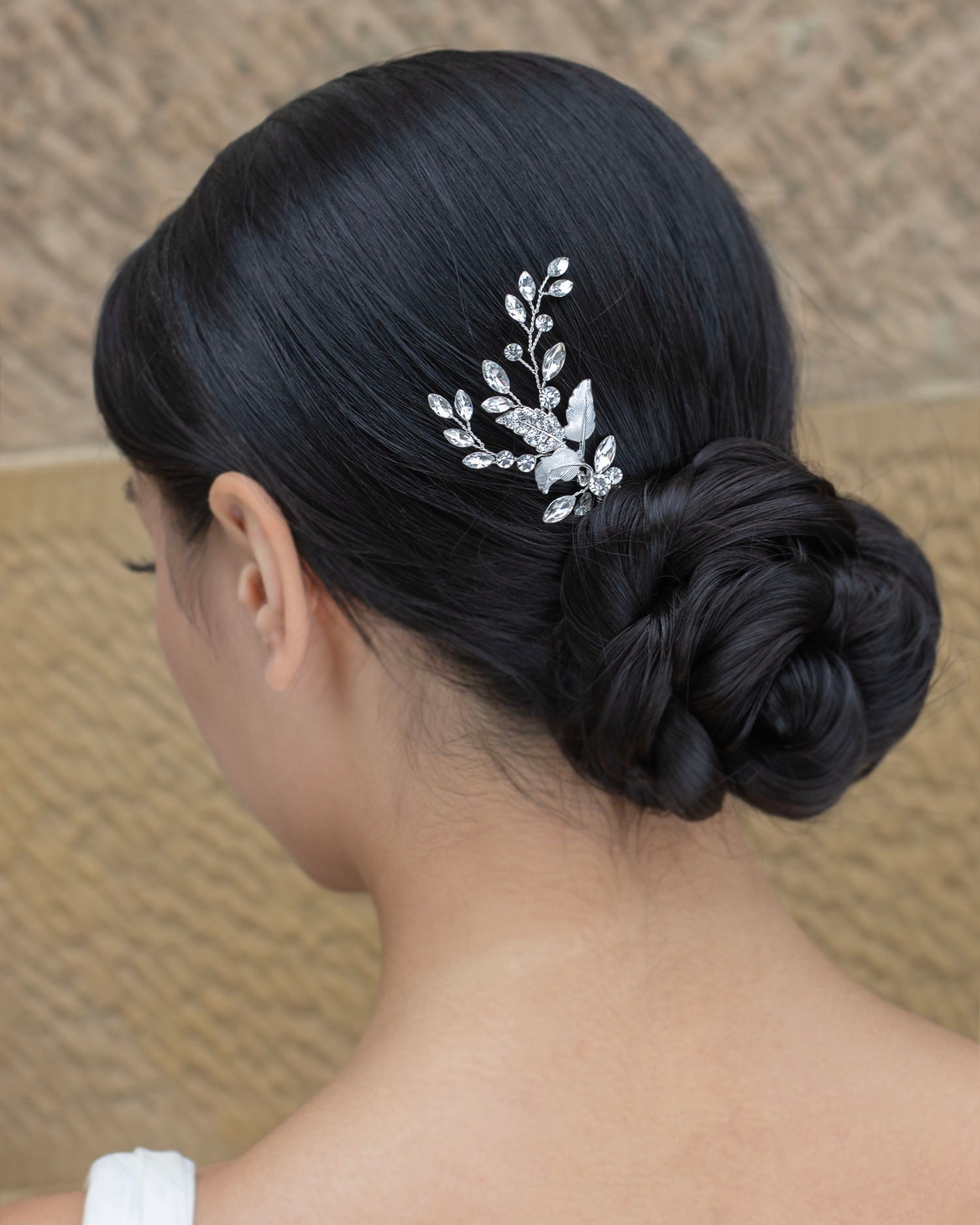 Lyra silver bridal hair pin — alternate view 2