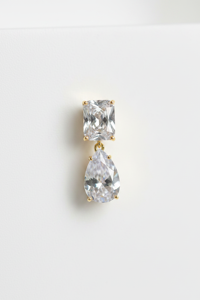 Ada Gold Crystal Bridal Earring - macro detail shot